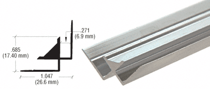 C.R. Laurence CRL Brite Anodized Aluminum Inside Corner Extrusion - 12 ft Long | DA1022BA
