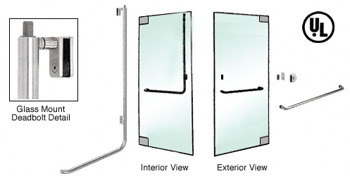 C.R. Laurence CRL Polished Stainless Right Hand Double Acting Glass Mount Keyed Access &quot;A&quot; Exterior Top Securing Deadbolt Handle | DB100A1GKPS