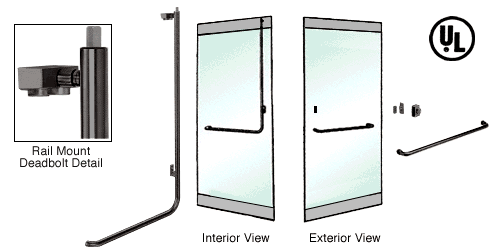 C.R. Laurence CRL Oil Rubbed Bronze Right Hand Double Acting Rail Mount Keyed Access &quot;A&quot; Exterior Top Securing Deadbolt Handle | DB100A1RK0RB
