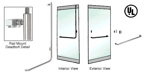 C.R. Laurence CRL Polished Stainless Right Hand Double Acting Rail Mount Keyed Access &quot;A&quot; Exterior Top Securing Deadbolt Handle | DB100A1RKPS