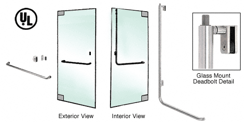 C.R. Laurence CRL Polished Stainless Left Hand Double Acting Glass Mount Keyed Access &quot;A&quot; Exterior Top Securing Deadbolt Handle | DB100A2GKPS