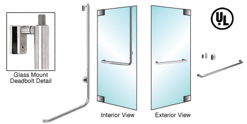 C.R. Laurence CRL Polished Stainless Right Hand Reverse Glass Mount Cylinder/Thumbturn Access &quot;A&quot; Exterior Top Securing Deadbolt Handle | DB100A3G1PS