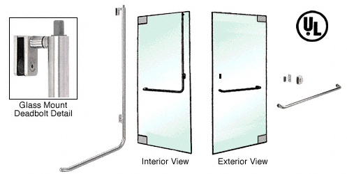 C.R. Laurence CRL Brushed Stainless Right Hand Reverse Glass Mount Keyed Access &quot;A&quot; Exterior Top Securing Deadbolt Handle | DB100A3GKBS
