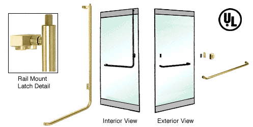 C.R. Laurence CRL Polished Brass Right Hand Reverse Rail Mount Keyed Access &quot;A&quot; Exterior Top Securing Deadbolt Handle | DB100A3RKPB