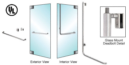C.R. Laurence CRL Polished Stainless Left Hand Reverse Glass Mount Cylinder/Thumbturn Access &quot;A&quot; Exterior Top Securing Deadbolt Handle | DB100A4G1PS
