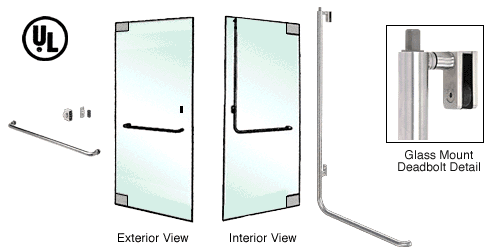 C.R. Laurence CRL Brushed Stainless Left Hand Reverse Glass Mount Keyed Access &quot;A&quot; Exterior Top Securing Deadbolt Handle | DB100A4GKBS