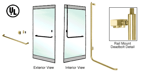 C.R. Laurence CRL Polished Brass Left Hand Reverse Rail Mount Keyed Access &quot;A&quot; Exterior Top Securing Deadbolt Handle | DB100A4RKPB