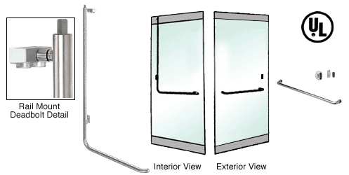 C.R. Laurence CRL Brushed Stainless Right Hand Rail Mount Cylinder Outside, Thumbturn Inside &quot;A&quot; Exterior Top Securing Deadbolt Handle | DB100A5R1BS