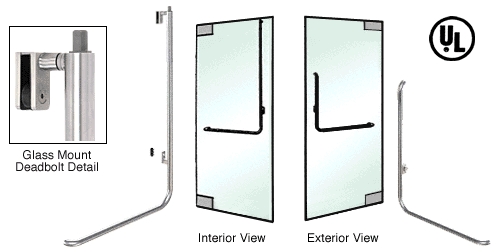 C.R. Laurence CRL Brushed Stainless Right Hand Double Acting Glass Mount Keyed Access &quot;B&quot; Exterior Top Securing Deadbolt Handle | DB100B1GKBS