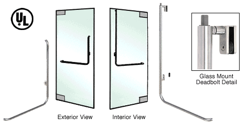 C.R. Laurence CRL Brushed Stainless Left Hand Double Acting Glass Mount Keyed Access &quot;B&quot; Exterior Top Securing Deadbolt Handle | DB100B2GKBS