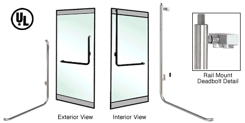 C.R. Laurence CRL Brushed Stainless Left Hand Double Acting Rail Mount Keyed Access &quot;B&quot; Exterior Top Securing Deadbolt Handle | DB100B2RKBS