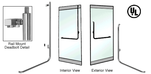 C.R. Laurence CRL Polished Stainless Right Hand Reverse Rail Mount Keyed Access &quot;B&quot; Exterior Top Securing Deadbolt Handle | DB100B3RKPS