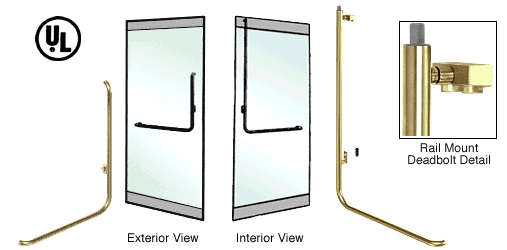 C.R. Laurence CRL Polished Brass Left Hand Reverse Rail Mount Keyed Access Exterior Top Securing Deadbolt Handle | DB100B4RKPB