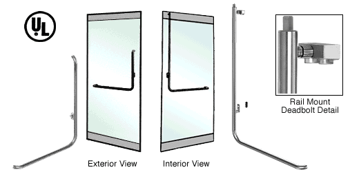 C.R. Laurence CRL Polished Stainless Left Hand Reverse Rail Mount Keyed Access &quot;B&quot; Exterior Top Securing Deadbolt Handle | DB100B4RKPS