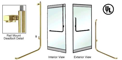 C.R. Laurence CRL Polished Brass RH Swing Rail Mount Keyed Access Exterior Top Securing Deadbolt Handle | DB100B5RKPB