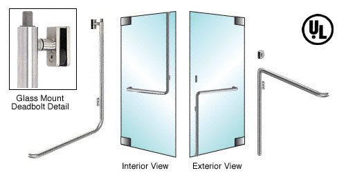 C.R. Laurence CRL Brushed Stainless Right Hand Reverse Glass Mount Keyed Access &quot;C&quot; Exterior Top Securing Deadbolt Handle | DB100C3GKBS
