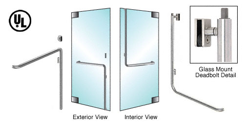 C.R. Laurence CRL Brushed Stainless Left Hand Reverse Glass Mount Keyed Access &quot;C&quot; Exterior Top Securing Deadbolt Handle | DB100C4GKBS