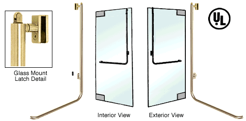 C.R. Laurence CRL Polished Brass Right Hand Double Acting Glass Mount Keyed Access Exterior Top Securing Deadbolt Handle | DB100D1GKPB