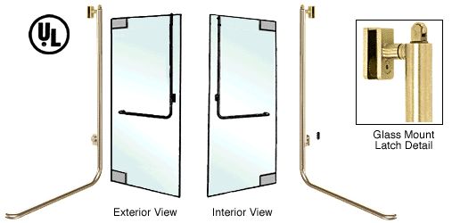 C.R. Laurence CRL Polished Brass Left Hand Double Acting Glass Mount Keyed Access Exterior Top Securing Deadbolt Handle | DB100D2GKPB