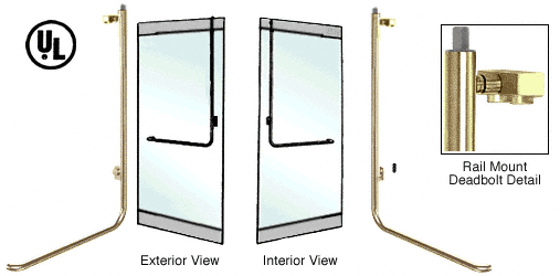 C.R. Laurence CRL Polished Brass Left Hand Double Acting Rail Mount Keyed Access Exterior Top Securing Deadbolt Handle | DB100D2RKPB