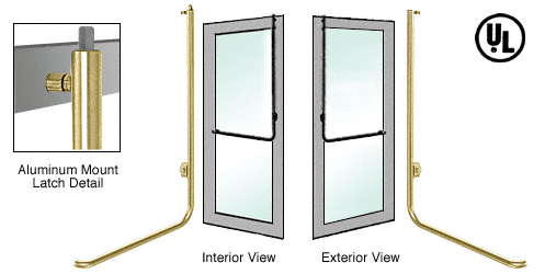 C.R. Laurence CRL Satin Brass Right Hand Reverse Aluminum Door Mount Keyed Access Exterior Top Securing Deadbolt Handle | DB100D3AKSB