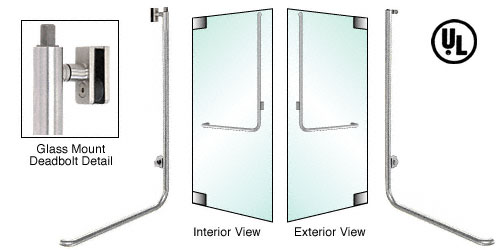 C.R. Laurence CRL Brushed Stainless Right Hand Reverse Glass Mount Cylinder/Thumbturn &quot;D&quot; Exterior Top Securing Deadbolt Handle | DB100D3G1BS