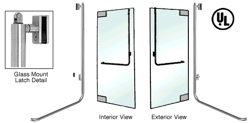 C.R. Laurence CRL Brushed Stainless Right Hand Reverse Glass Mount Keyed Access Exterior Top Securing Deadbolt Handle | DB100D3GKBS