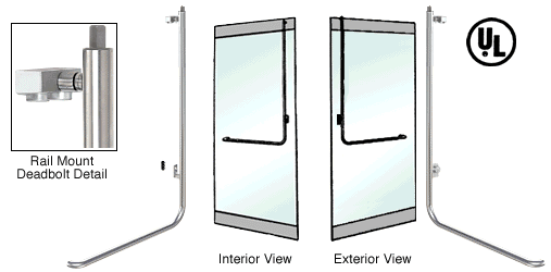 C.R. Laurence CRL Polished Brass Right Hand Reverse Rail Mount Cylinder Outside, Thumbturn Inside &quot;D&quot; Exterior Top Securing Deadbolt Handle | DB100D3R1PB