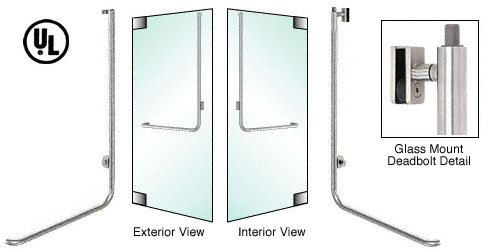 C.R. Laurence CRL Brushed Stainless Left Hand Reverse Glass Mount Cylinder/Thumbturn &quot;D&quot; Exterior Top Securing Deadbolt Handle | DB100D4G1BS