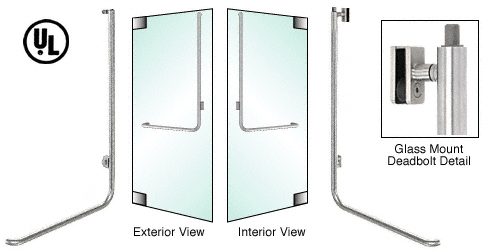 C.R. Laurence CRL Brushed Stainless Left Hand Reverse Glass Mount Keyed Access Exterior Top Securing Deadbolt Handle | DB100D4GKBS