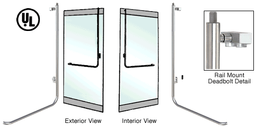 C.R. Laurence CRL Brushed Stainless Left Hand Reverse Rail Mount Keyed Access Exterior Top Securing Deadbolt Handle | DB100D4RKBS