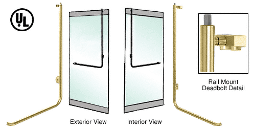 C.R. Laurence CRL Satin Brass Left Hand Double Acting Rail Mount Keyed Access Exterior Top Securing Deadbolt Handle | DB100D4RKSB