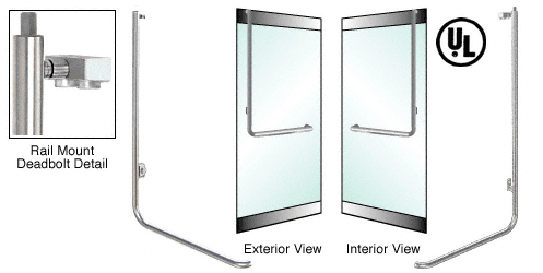 C.R. Laurence CRL Brushed Stainless RH Swing Rail Mount Keyed Access Exterior Top Securing Deadbolt Handle | DB100D5RKBS
