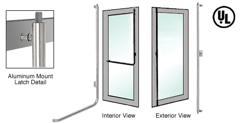 C.R. Laurence CRL Brushed Stainless Right Hand Reverse Aluminum Door Mount Keyed Access &quot;F&quot; Exterior Top Securing Deadbolt Handle | DB100F3AKBS