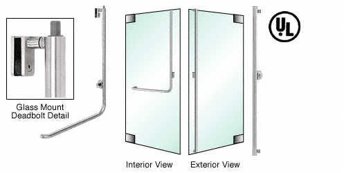 C.R. Laurence CRL Brushed  Stainless Right Hand Reverse Glass Mount  Cylinder/Thumbturn Ext. &quot;F&quot; Top Secured Deadbolt Exterior Handle | DB100F3G1BS