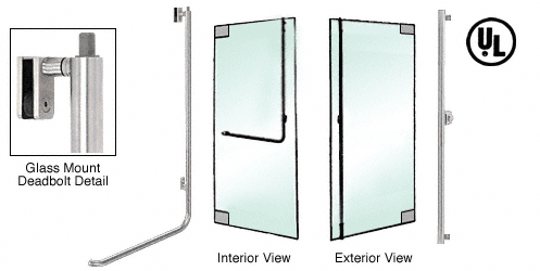 C.R. Laurence CRL Brushed  Stainless Right Hand Reverse Glass Mount Keyed Cylinder Ext. &quot;F&quot; Top Secured Deadbolt Exterior Handle | DB100F3GKBS