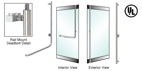 C.R. Laurence CRL Brushed Stainless Right Hand Reverse Rail Mount Keyed Cylinder Exterior/Thumbturn &quot;F&quot; Exterior Top Securing Deadbolt Handle | DB100F3R1BS