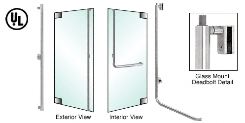 C.R. Laurence CRL Brushed  Stainless Left Hand Reverse Glass Mount Cylinder/Thumbturn &quot;F&quot; Top Secured Deadbolt Exterior Handle | DB100F4G1BS