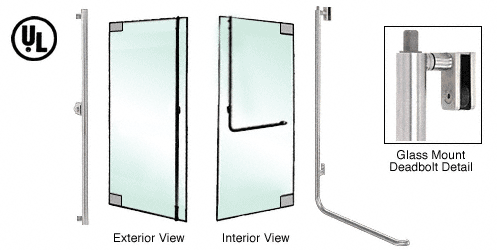 C.R. Laurence CRL Brushed  Stainless Left Hand Reverse Glass Mount Keyed Cylinder &quot;F&quot; Top Secured Deadbolt Exterior Handle | DB100F4GKBS