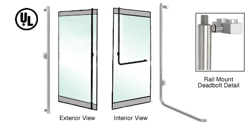 C.R. Laurence CRL Brushed Stainless Left Hand Reverse Rail Mount Keyed Cylinder Exterior/Thumbturn &quot;F&quot; Exterior Top Securing Deadbolt Handle | DB100F4R1BS