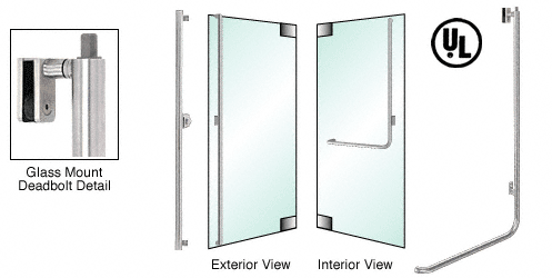 C.R. Laurence CRL Brushed  Stainless Right Hand Swing Glass Mount Keyed Cylinder Ext. &quot;F&quot; Top Secured Deadbolt Exterior Handle | DB100F5GKBS