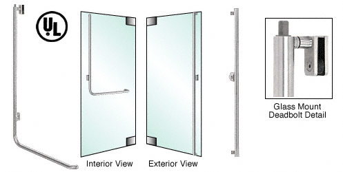 C.R. Laurence CRL Brushed  Stainless Left Hand Swing Glass Mount Keyed Cylinder Ext. &quot;F&quot; Top Secured Deadbolt Exterior Handle | DB100F6GKBS