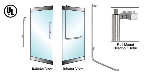C.R. Laurence CRL Brushed Stainless Left Hand Reverse Glass Mount Keyed Cylinder &quot;G&quot; Top Secured Deadbolt Exterior Handle | DB100G4RKBS