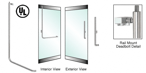 C.R. Laurence CRL Brushed Stainless LH Swing Rail Mount Keyed Access &quot;H&quot; Exterior Top Securing Deadbolt Handle | DB100H6RKBS