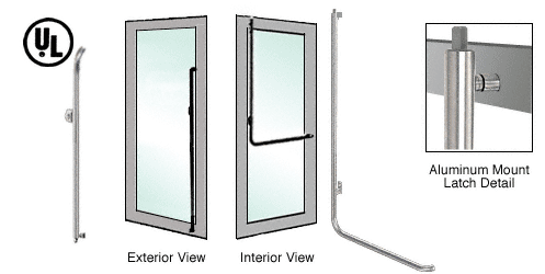 C.R. Laurence CRL Brushed Stainless Left Hand Reverse Aluminum Door Mount Keyed Access &quot;M&quot; Exterior Top Securing Deadbolt Handle | DB100M4AKBS