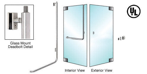 C.R. Laurence CRL Polished Stainless Right Hand Double Acting Glass Mount Keyed Access &quot;Z&quot; Exterior Top Securing Deadbolt Handle | DB100Z1GKPS