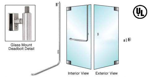 C.R. Laurence CRL Polished Stainless Right Hand Reverse Glass Mount Keyed Access &quot;Z&quot; Exterior Top Securing Deadbolt Handle | DB100Z3GKPS