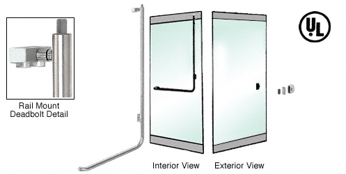 C.R. Laurence CRL Brushed Stainless Right Hand Reverse Rail Mount Retainer Plate &quot;Z&quot; Exterior Top Securing Deadbolt Handle | DB100Z3RPBS
