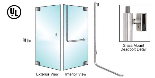 C.R. Laurence CRL Polished Stainless Left Hand Reverse Glass Mount Keyed Access &quot;Z&quot; Exterior Top Securing Deadbolt Handle | DB100Z4GKPS