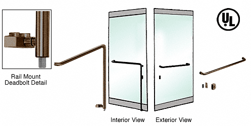 C.R. Laurence CRL Oil Rubbed Bronze Right Hand Double Acting Rail Mount Keyed Access &quot;A&quot; Exterior Bottom Securing Deadbolt Handle | DB110A1RK0RB